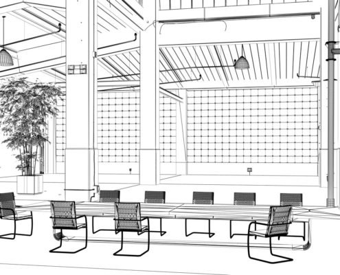 Rendering Konferenzraum Drahtgittermodell